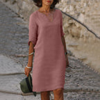 Robe tunique col V manches 3/4 pour femme