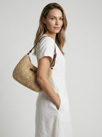 Sac bandoulière tressé en paille avec anse pour femme
