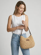 Sac bandoulière tressé en paille avec anse pour femme – vue 3