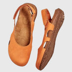 Sandales bride arrière semelle anatomique orange pour femme