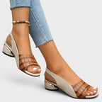 Sandales talon bas bride effet croco pour femme – vue 3