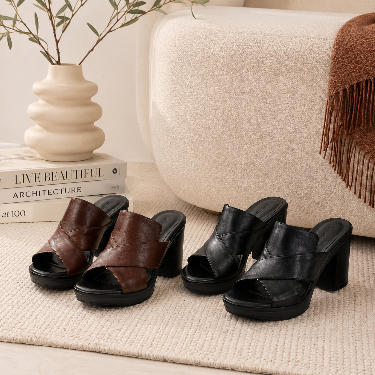 Sandales talon bloc plateforme brides croisées pour femme – vue 8
