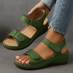 Sandales compensées à double brides scratch pour femme