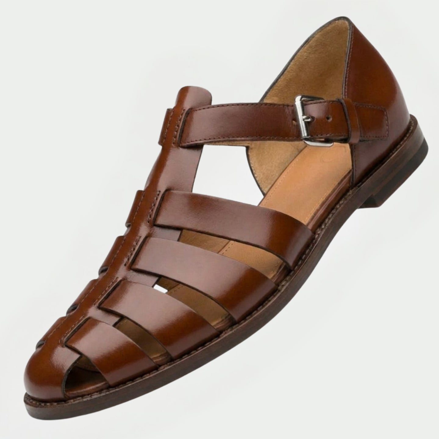 Sandales ouvertes à brides en cuir avec boucle
