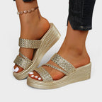 Sandales plateforme double brides tressées pour femme – vue 5