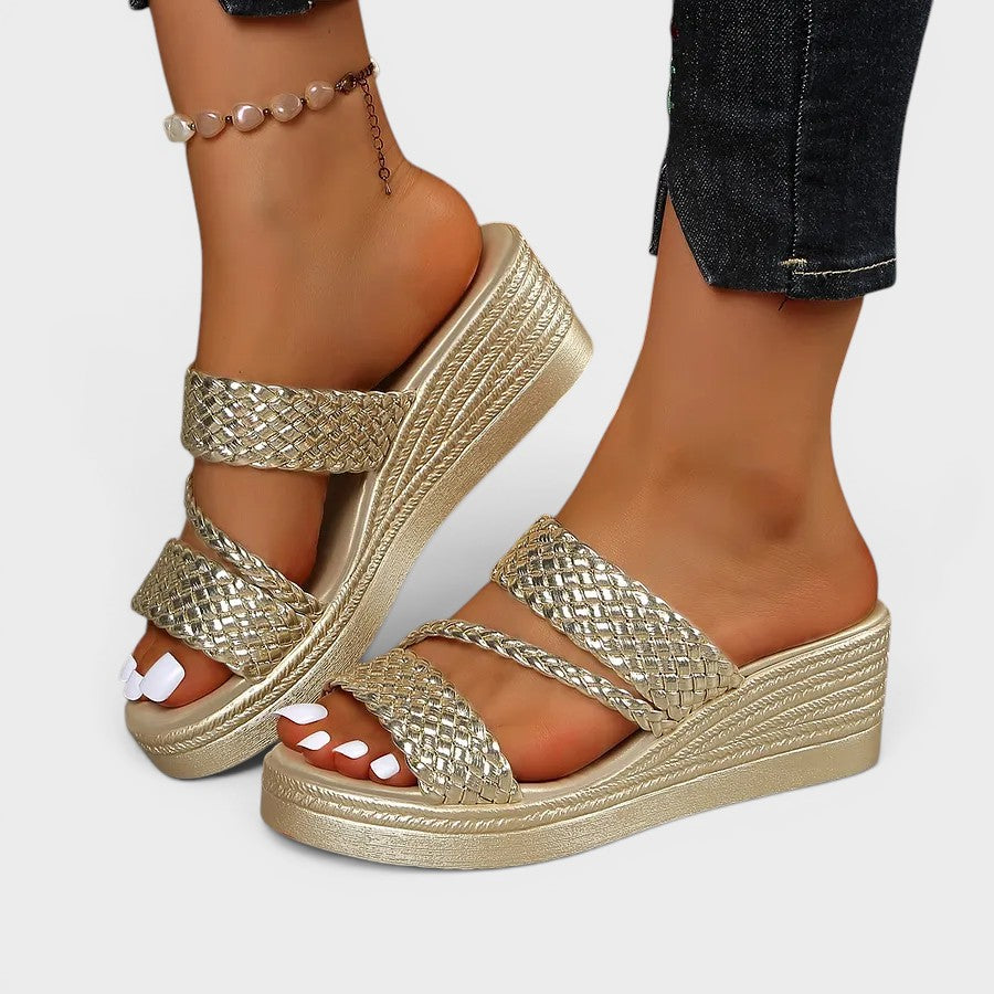 Sandales plateforme double brides tressées pour femme – vue 5
