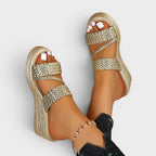 Sandales plateforme double brides tressées pour femme – vue 6