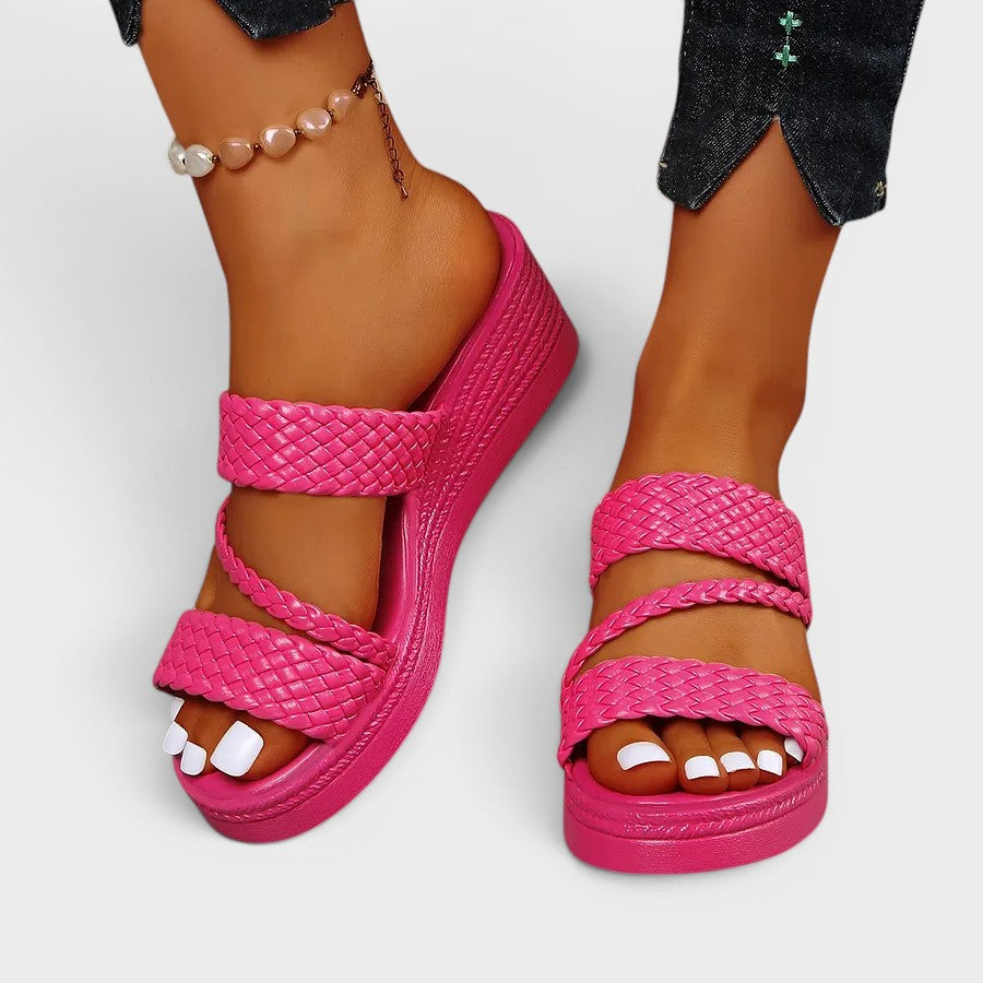 Sandales plateforme double brides tressées pour femme – vue 7