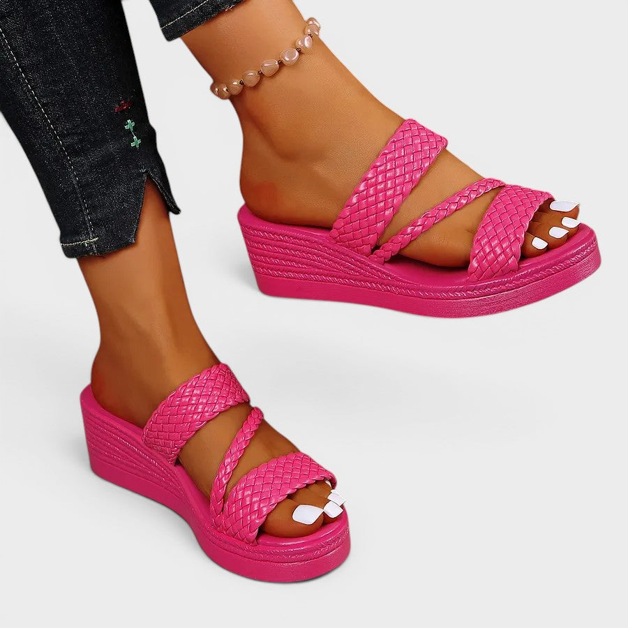Sandales plateforme double brides tressées pour femme – vue 8