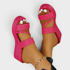Sandales plateforme double brides tressées pour femme – vue 9