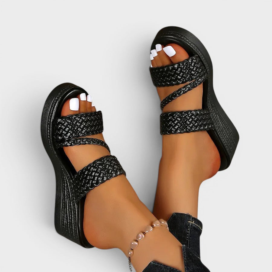 Sandales plateforme double brides tressées pour femme – vue 10