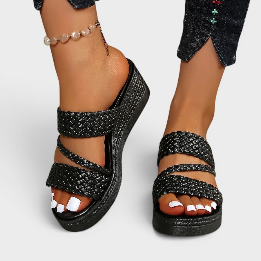 Sandales plateforme double brides tressées pour femme – vue 11