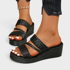 Sandales plateforme double brides tressées pour femme – vue 12