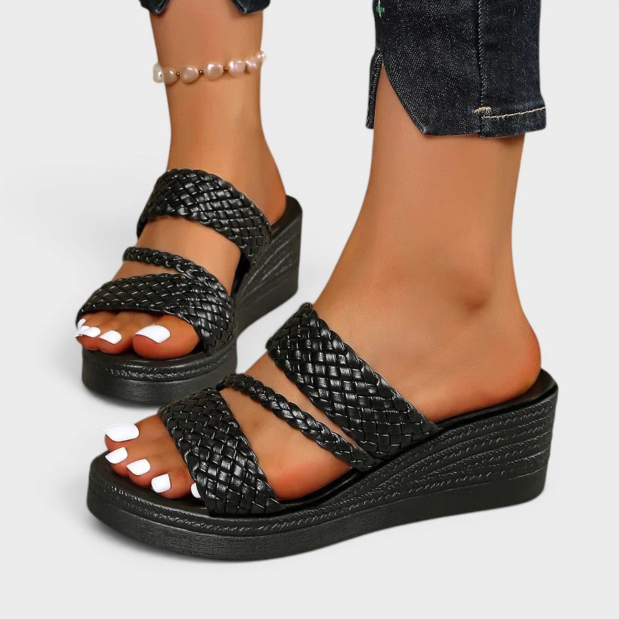 Sandales plateforme double brides tressées pour femme – vue 12