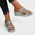 Sandales plateforme double brides tressées pour femme – vue 2