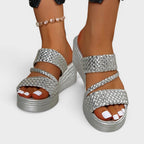 Sandales plateforme double brides tressées pour femme – vue 3