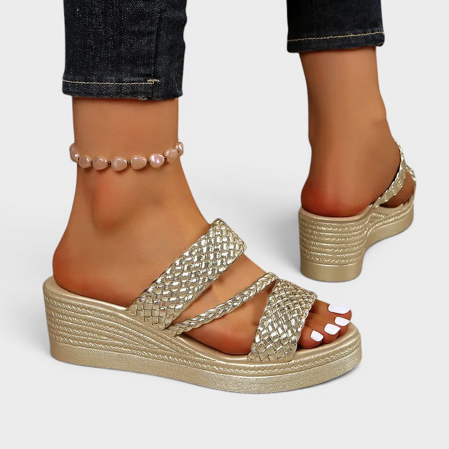 Sandales plateforme double brides tressées pour femme – vue 4