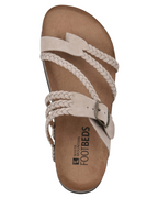Sandales plates à brides tressées et boucle beige pour femme