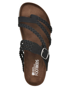 Sandales plates à brides tressées et boucle noir pour femme