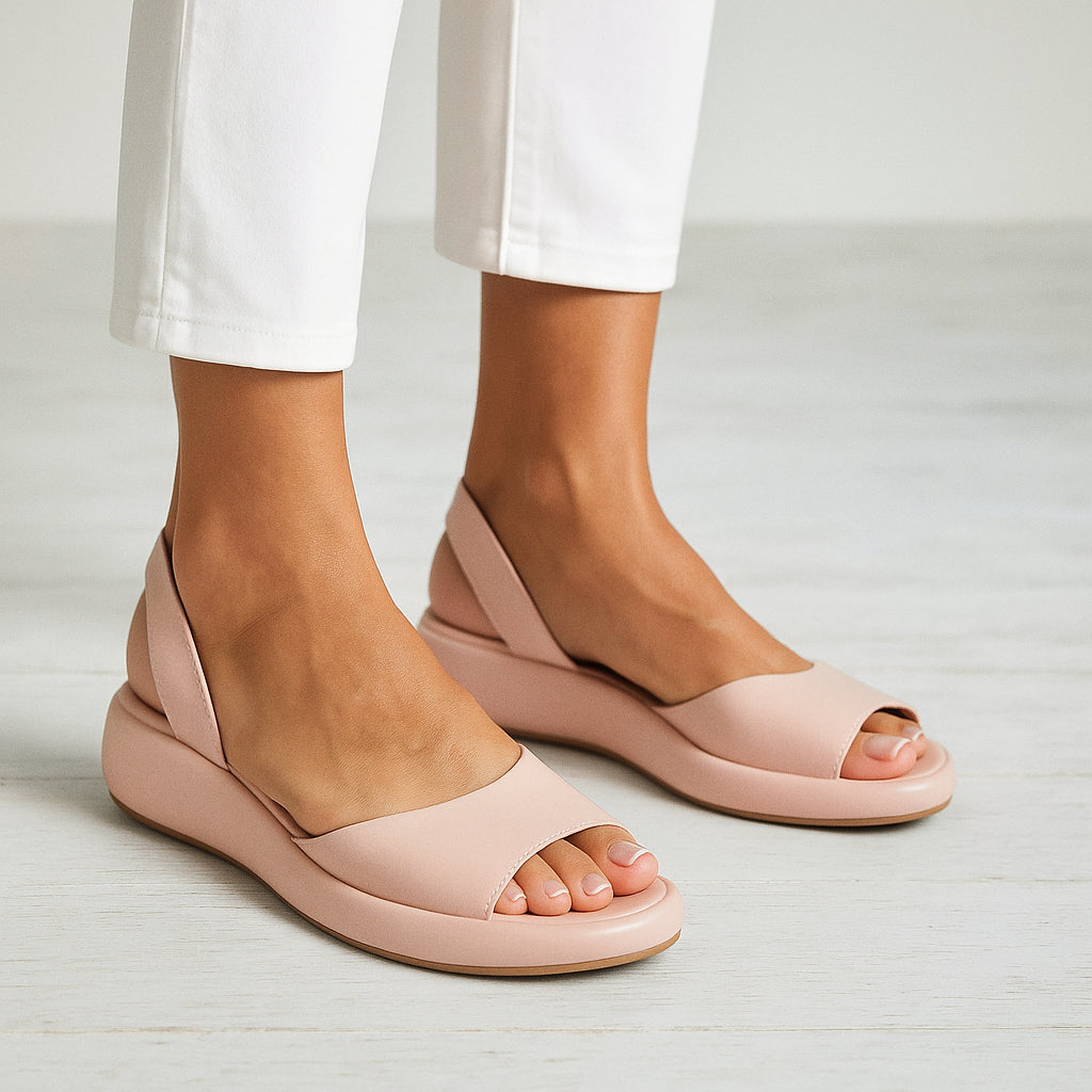 Sandales plates ouvertes antidérapantes en cuir