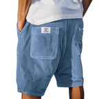 Short rayé en coton à poches plaquées pour homme