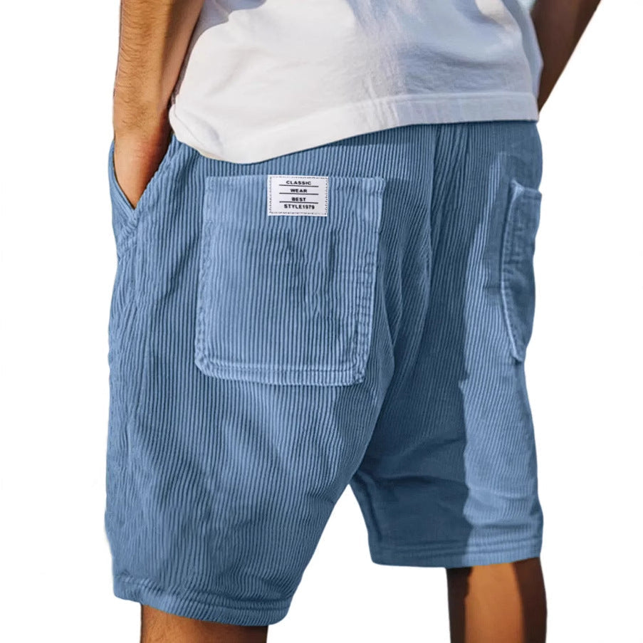 Short rayé en coton à poches plaquées pour homme