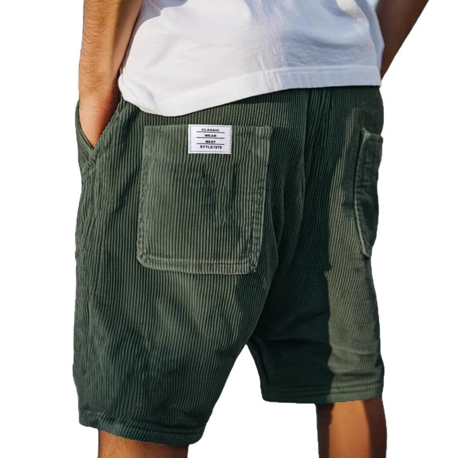 Short rayé en coton à poches plaquées pour homme