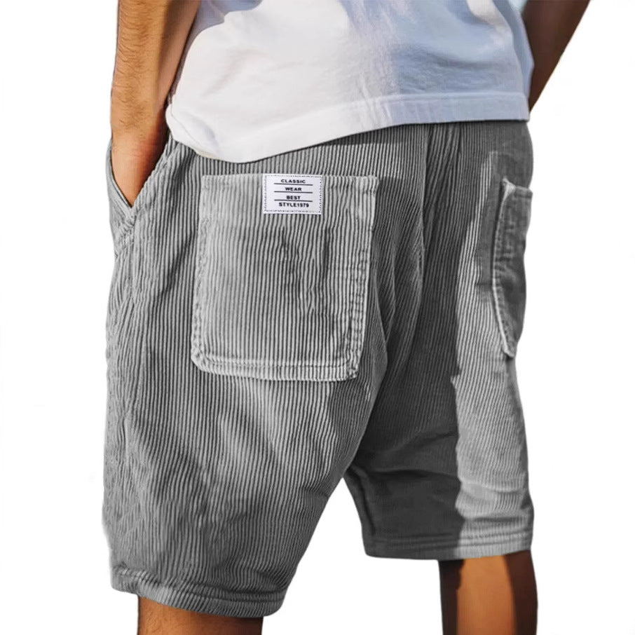 Short rayé en coton à poches plaquées pour homme