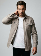 Surchemise à col classique et poches poitrine gris pour homme