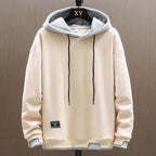 Sweat à capuche bicolore avec poche kangourou beige pour homme