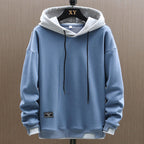 Sweat à capuche bicolore avec poche kangourou bleu pour homme