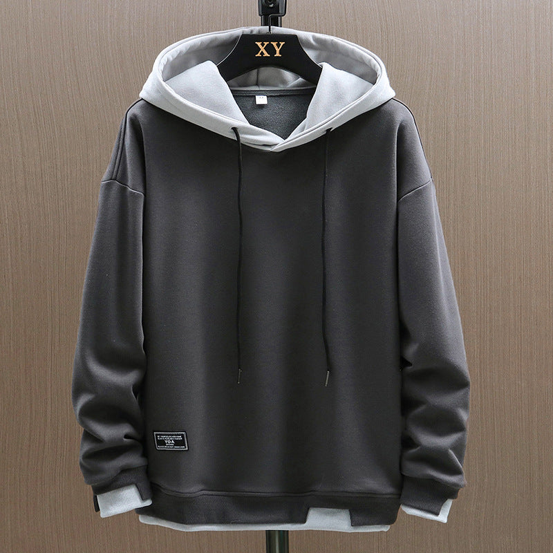 Sweat à capuche bicolore avec poche kangourou gris pour homme