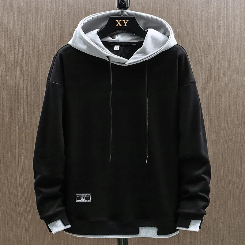 Sweat à capuche bicolore avec poche kangourou noir pour homme