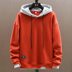 Sweat à capuche bicolore avec poche kangourou orange pour homme