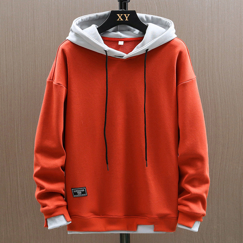 Sweat à capuche bicolore avec poche kangourou orange pour homme