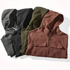 Sweat à capuche demi-zip poches cargo pour homme