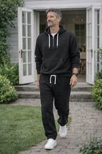Sweat à capuche demi-zip texture gaufrée pour homme