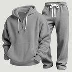 Sweat à capuche demi-zip texture gaufrée gris pour homme