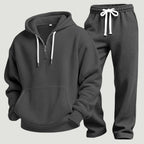 Sweat à capuche demi-zip texture gaufrée noir pour homme