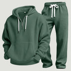 Sweat à capuche demi-zip texture gaufrée vert pour homme