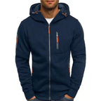 Sweat à capuche zippé détails contrastants bleu marine pour homme