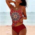 Tankini deux pièces à motif ornamental pour femme