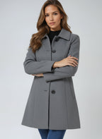 Trench classique ajusté à boutons gris pour femme