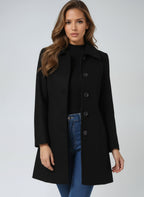 Trench classique ajusté à boutons noir pour femme
