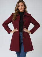 Trench classique ajusté à boutons rouge foncé pour femme