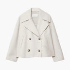 Trench court col cranté double boutonnage beige pour femme