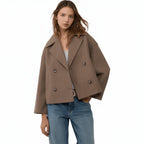 Trench court col cranté double boutonnage pour femme