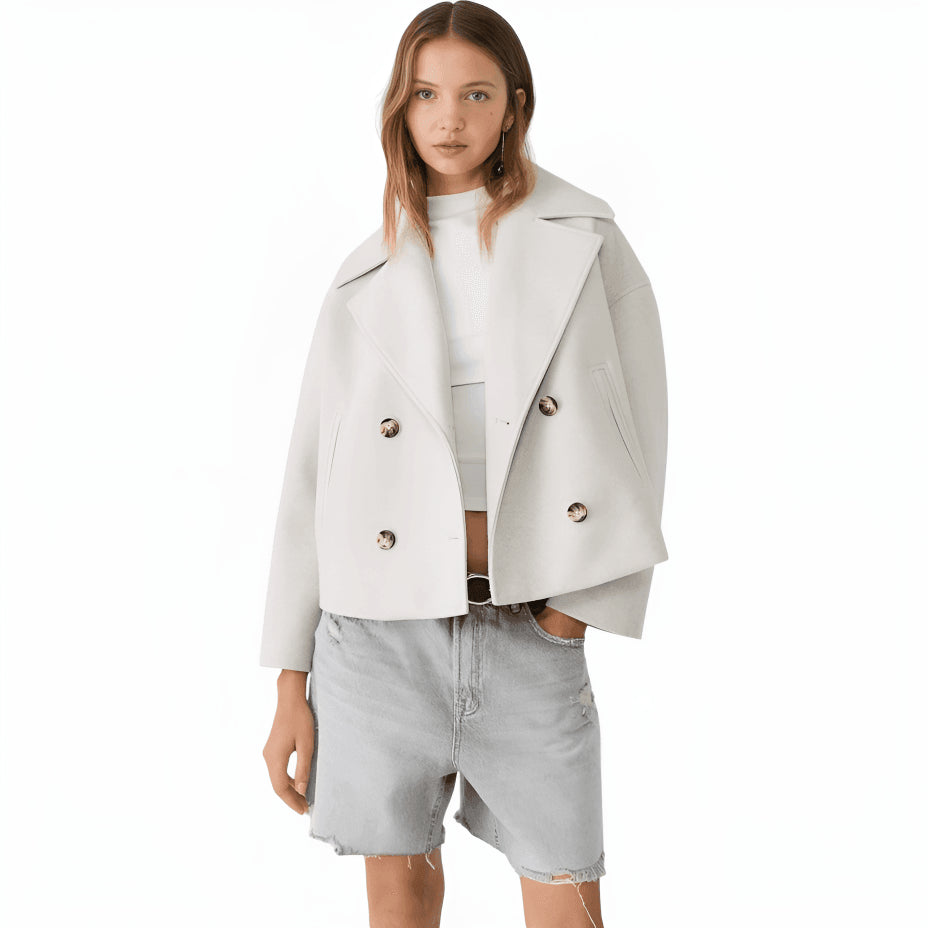 Trench court col cranté double boutonnage pour femme – vue 2