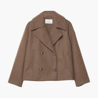 Trench court col cranté double boutonnage marron pour femme