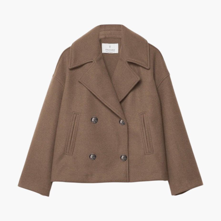 Trench court col cranté double boutonnage marron pour femme